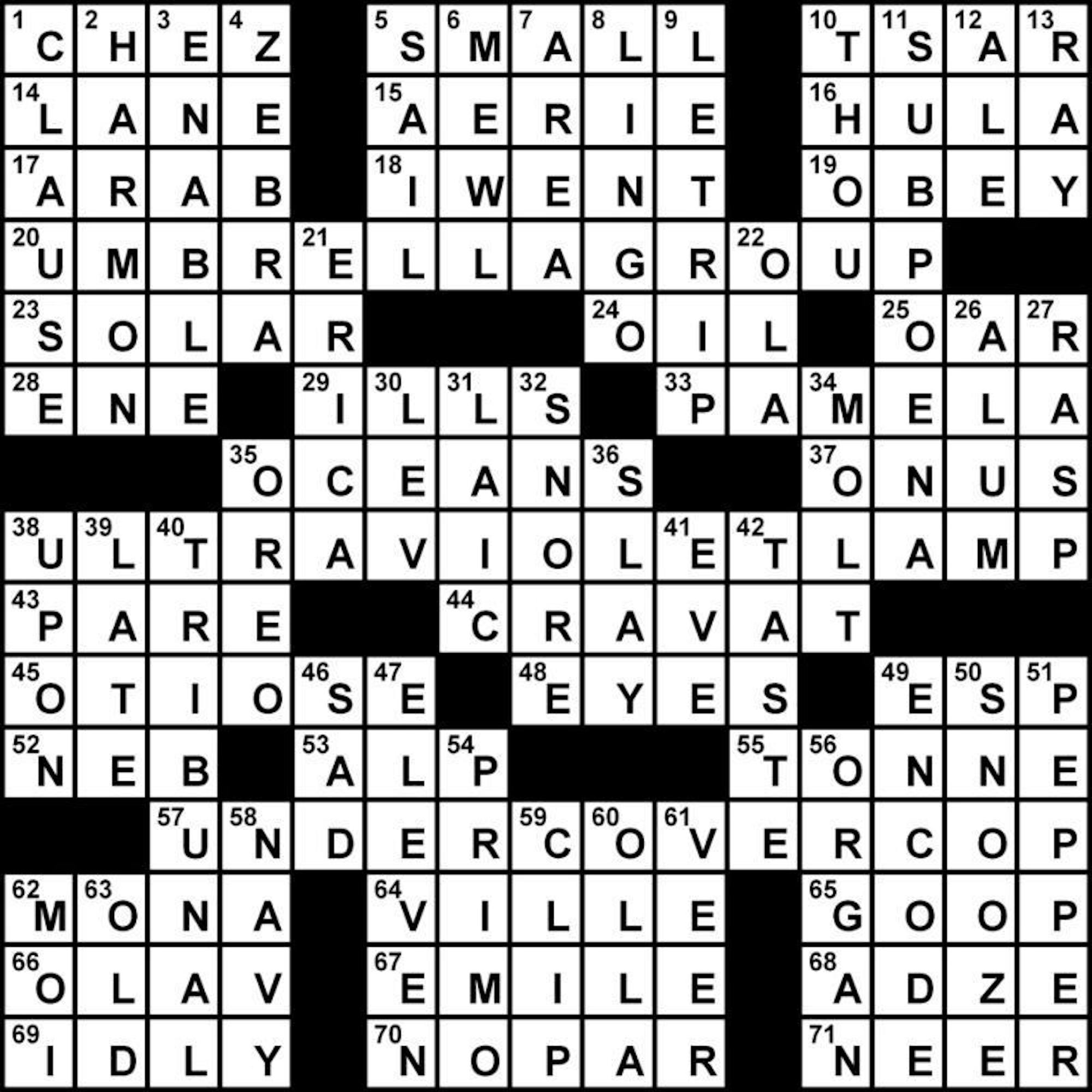 Crossword Solution - 5/1/2013