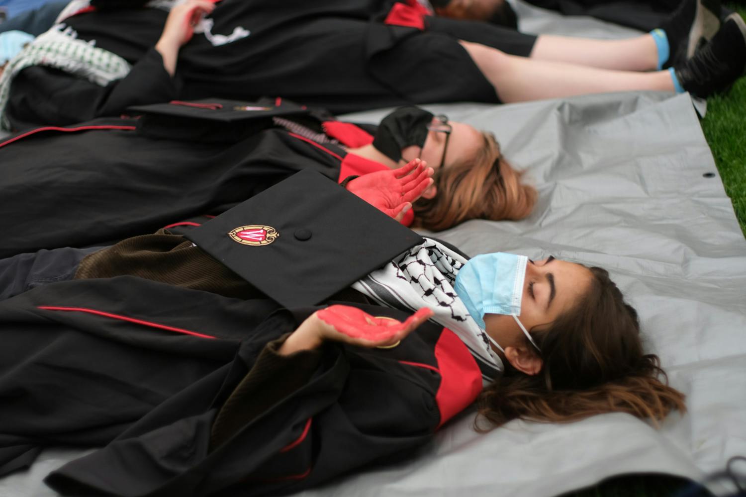 PHOTOS: 'Die-in' at Bascom Hall, pro-Palestine encampment day 11