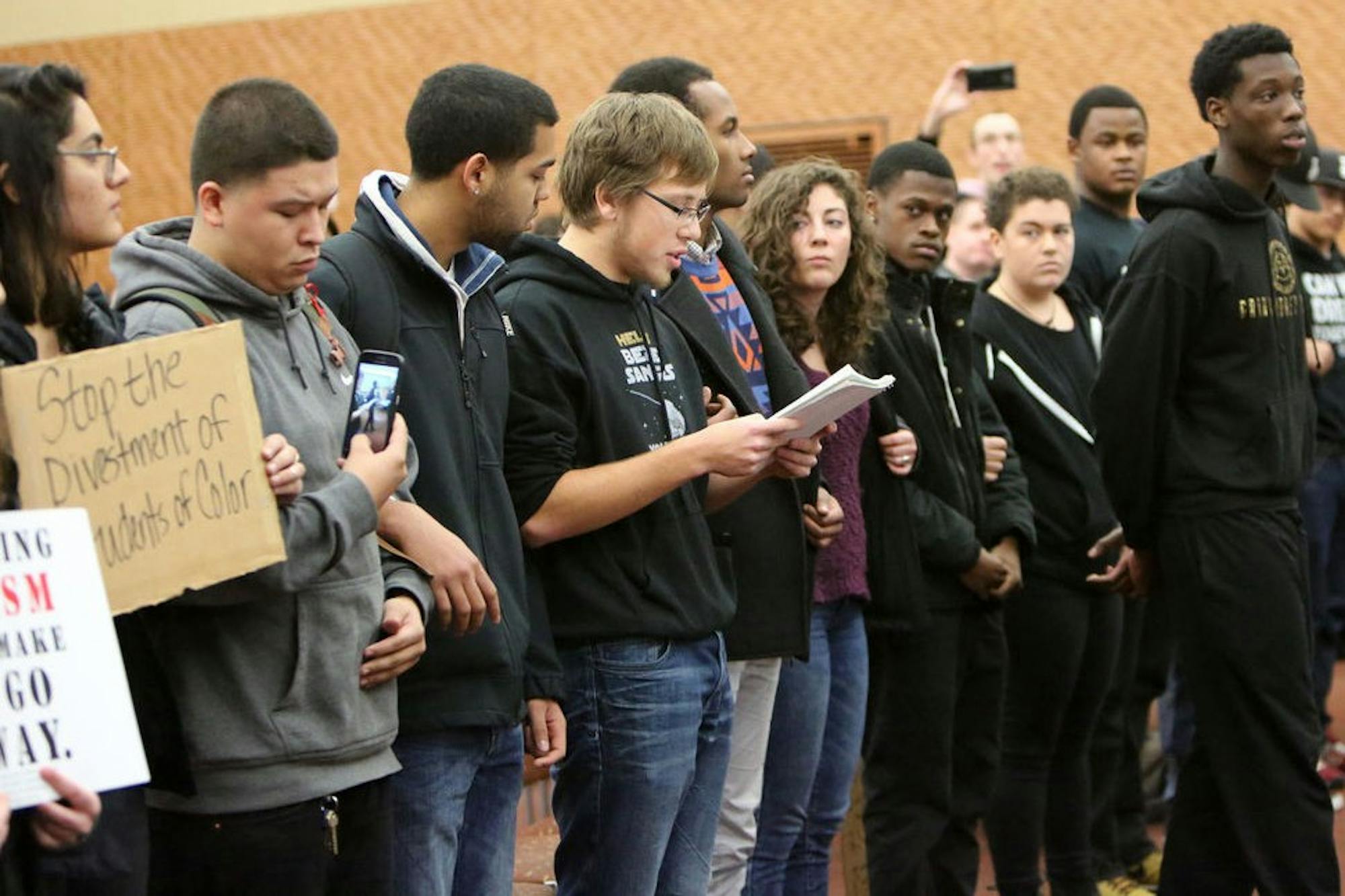 Members of BlackOut attended the Dec. 11 Board of Regents meeting to present diversity demands.