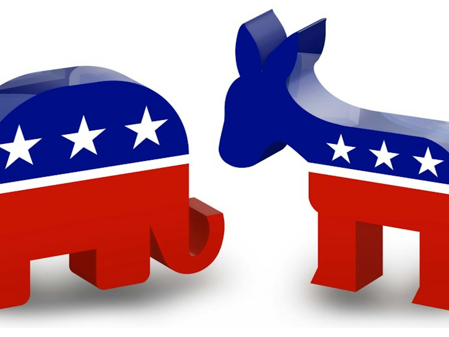 In politics, an elephant represents the Republican party and a donkey represents the Democratic party.