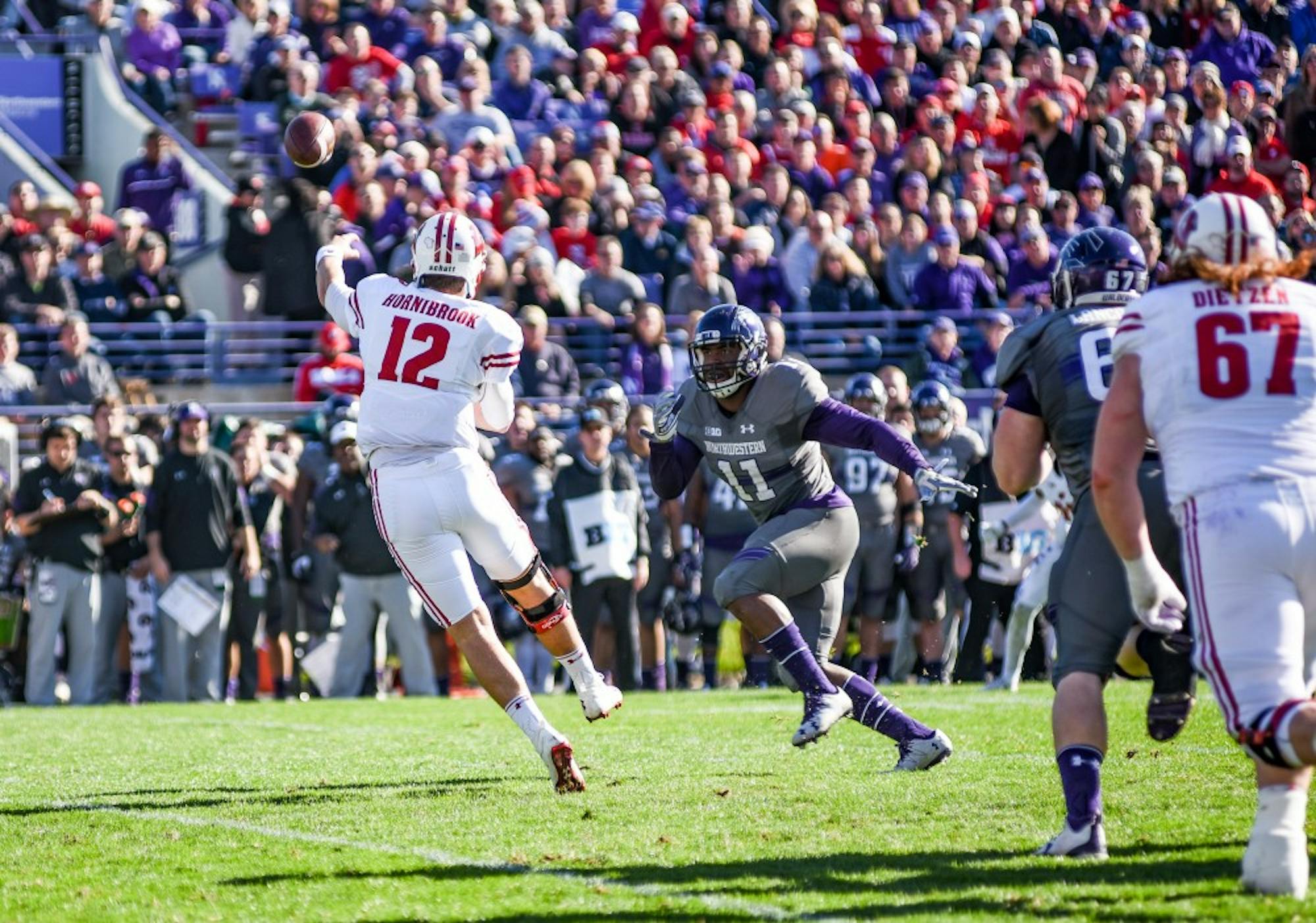 Alex Hornibrook had a record-setting day via the air, completing 18 of his 19 pass attempts in Wisconsin's blowout win over BYU.