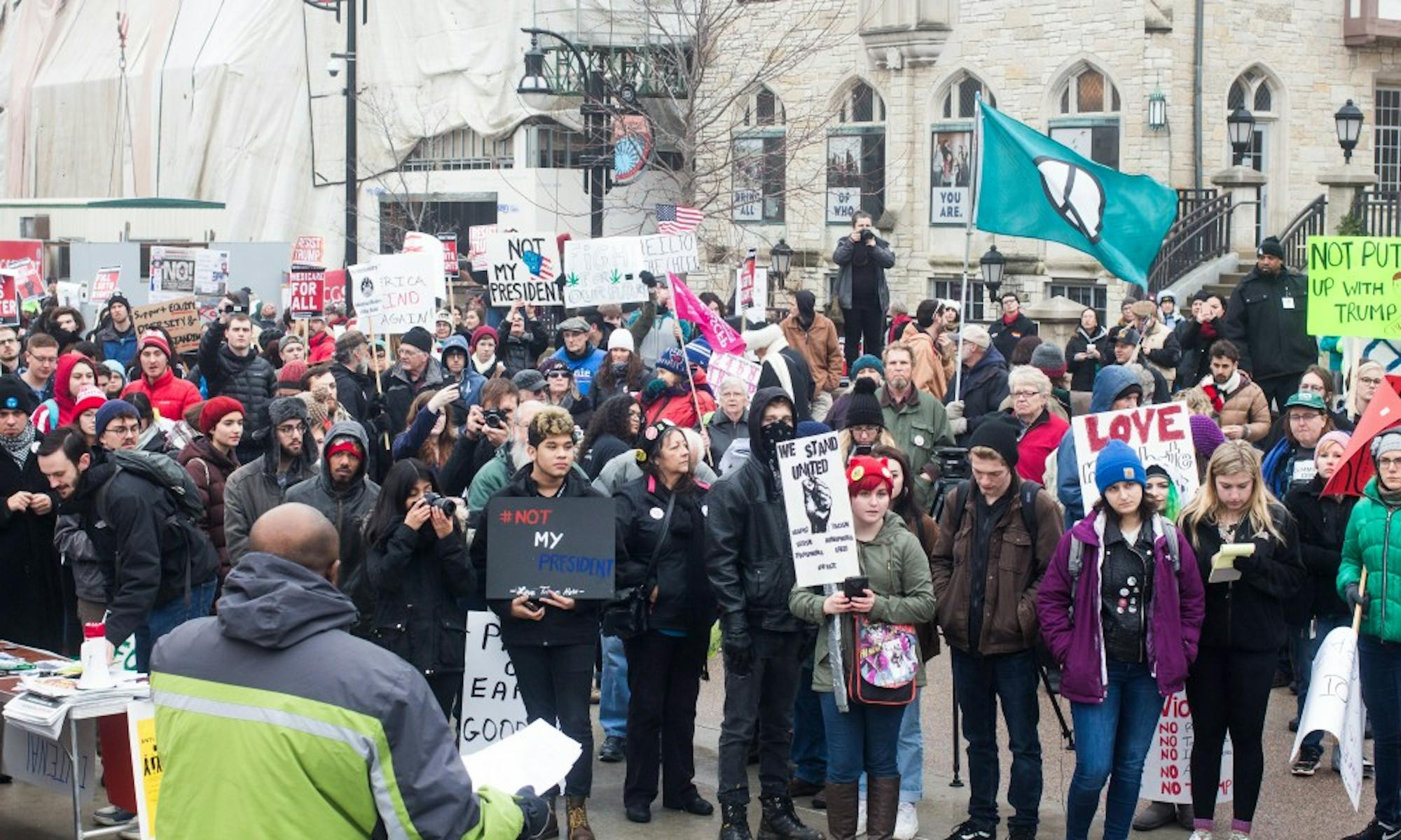 After students walked out of classes to protest Trump's inauguration Friday, some joined a city-wide rally and march in downtown Madison.