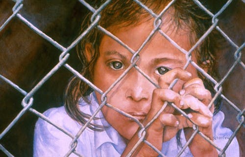 Watercolors paint conflict in 'Borders and Barriers'