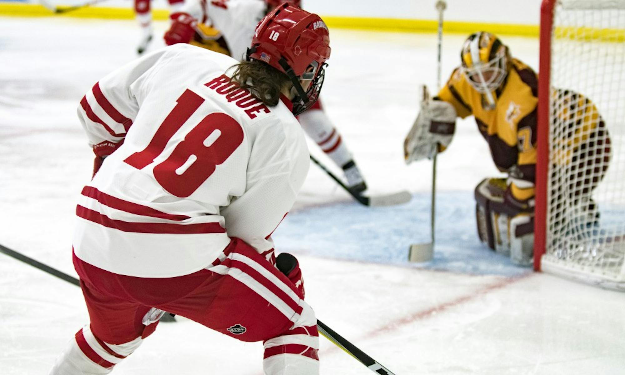 Forward Abby Roque notched the first goal of the game less than three minutes into the game en route to UW's 3-0 win.&nbsp;