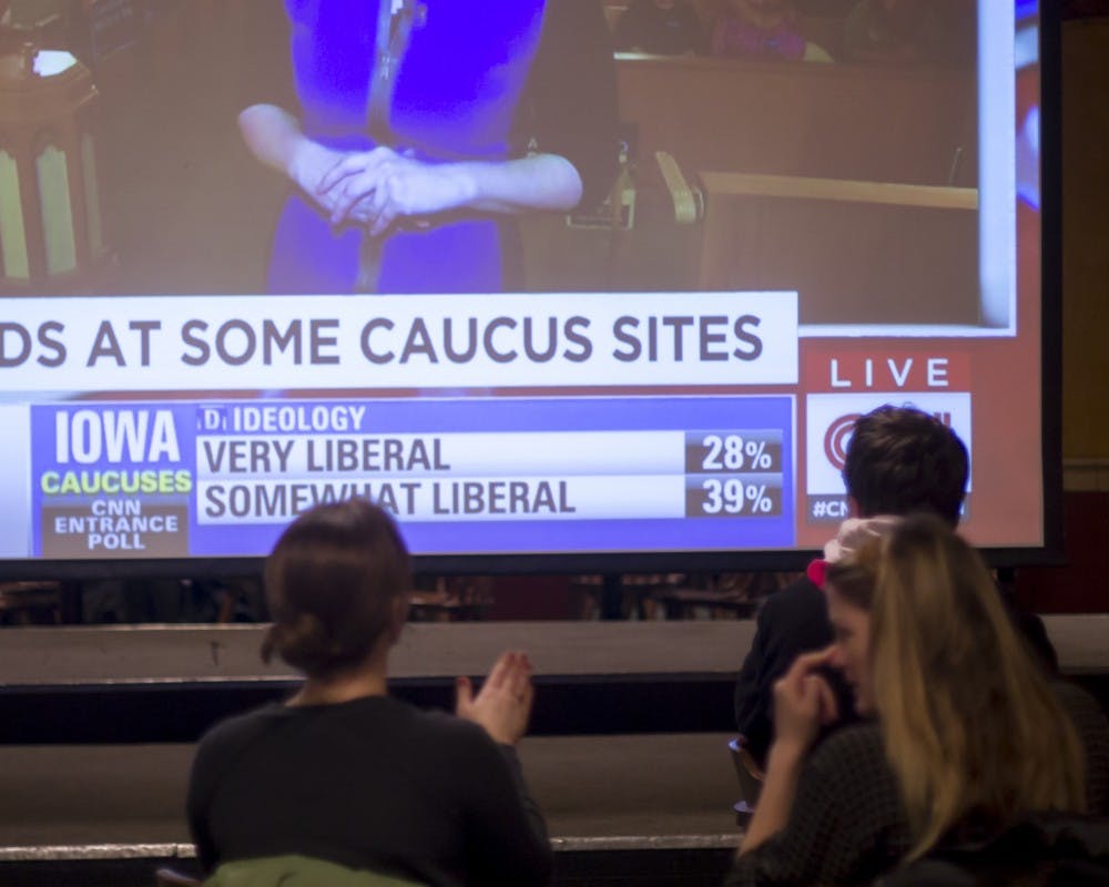 College Democrats of UW-Madison host a watch party to view the Iowa caucus results in real time.