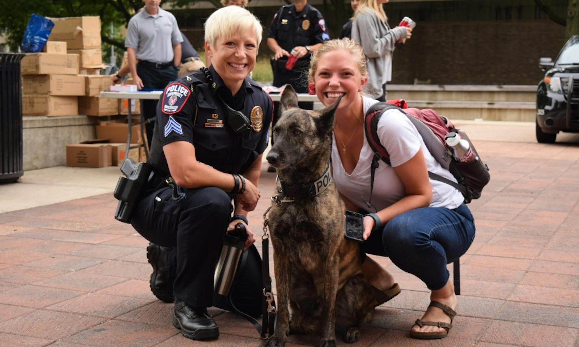 UWPD officers handed out free coffee to students on East Campus Mall Wednesday.