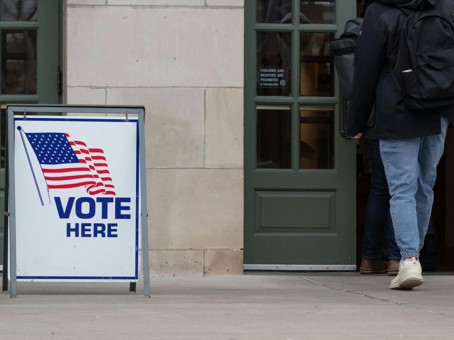 Student Walking to Vote Polls