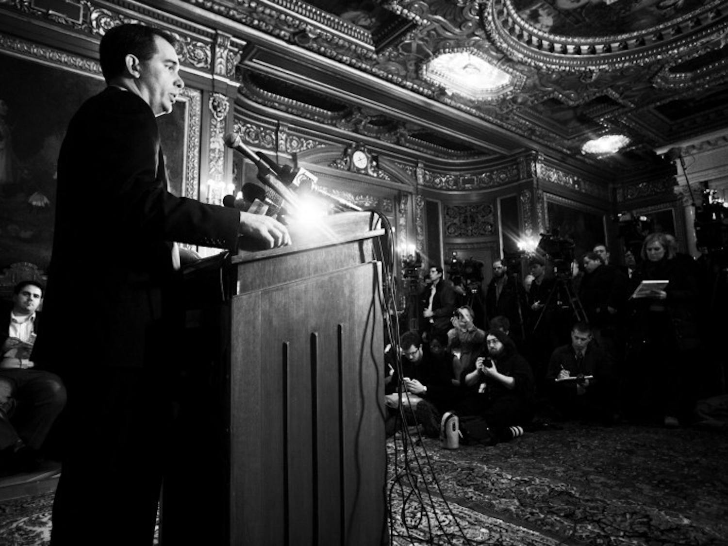 Walker addresses state in televised fireside chat