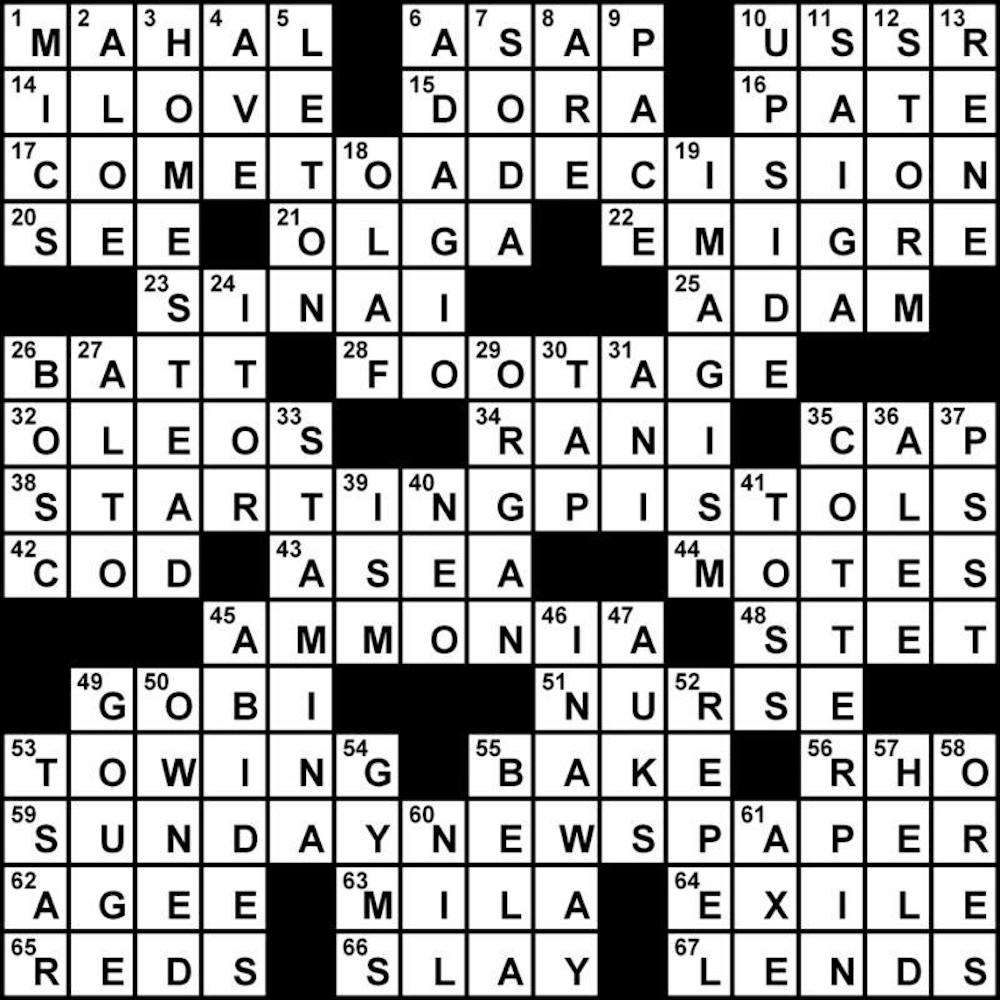 Crossword Solution - 04/30/2013
