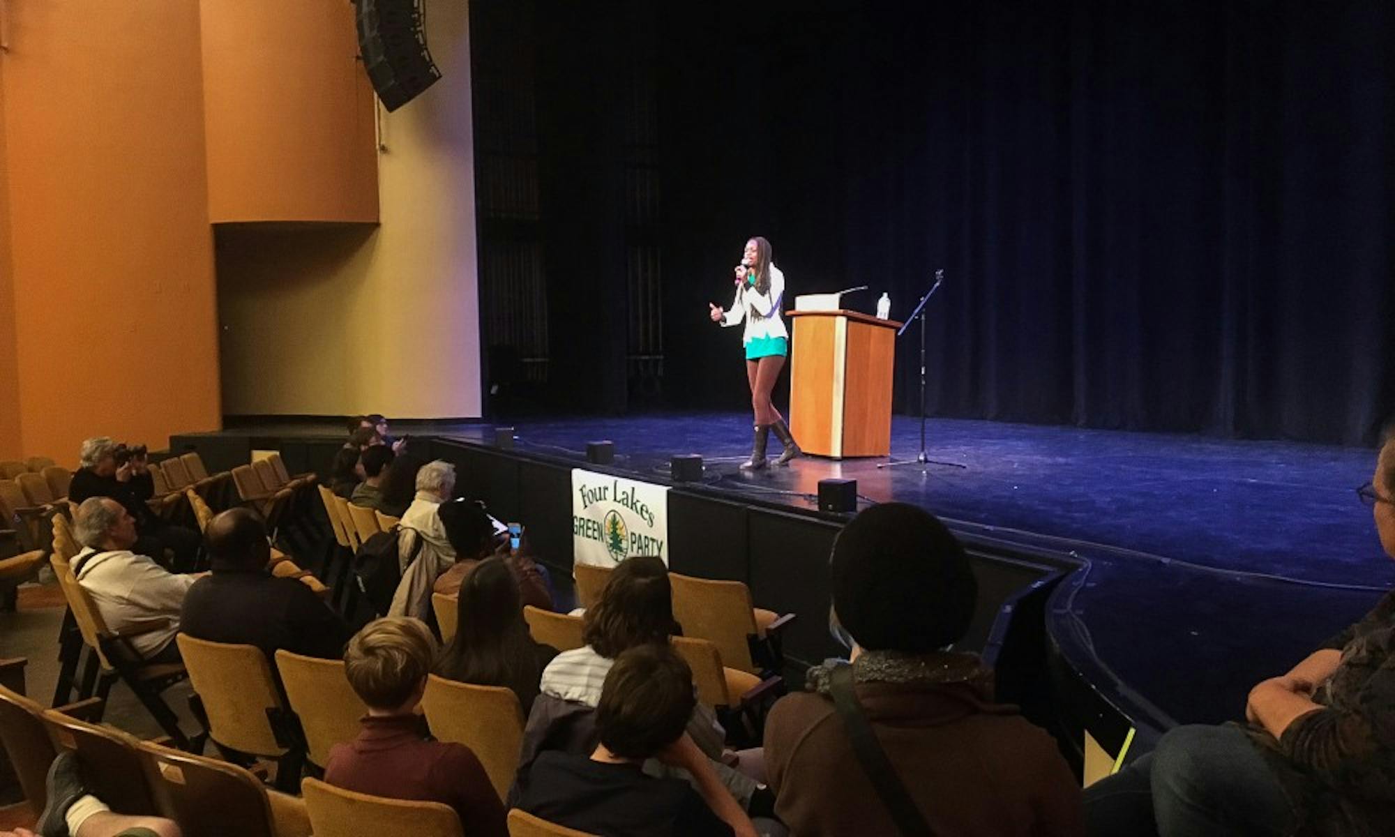 Supporters of Green Party candidate Jill Stein rallied Thursday at Memorial Union, despite Stein having to cancel because of illness.