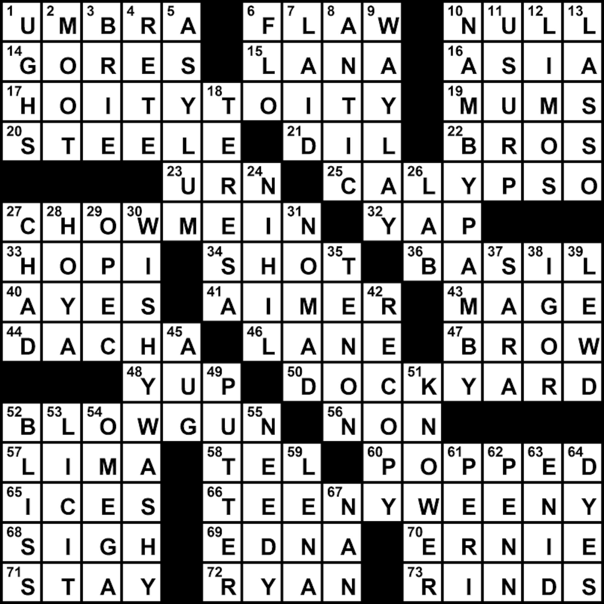 11/29/2010 - Crossword Solution