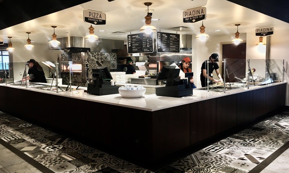 Two new restaurants&mdash;Italian dining joint, Strada (pictured above),&nbsp;and salad place, Carte&mdash;and der Rathskeller began serving food Tuesday in Memorial Union.