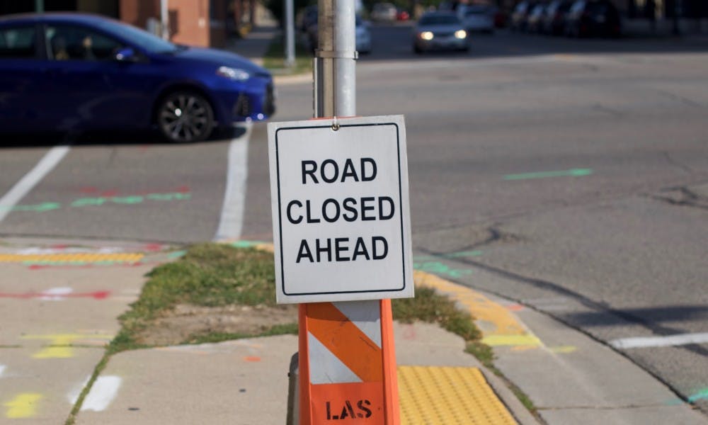 The center traffic lanes of West Washington Avenue will be closed in both directions at the intersection with Bedford Street starting Monday.