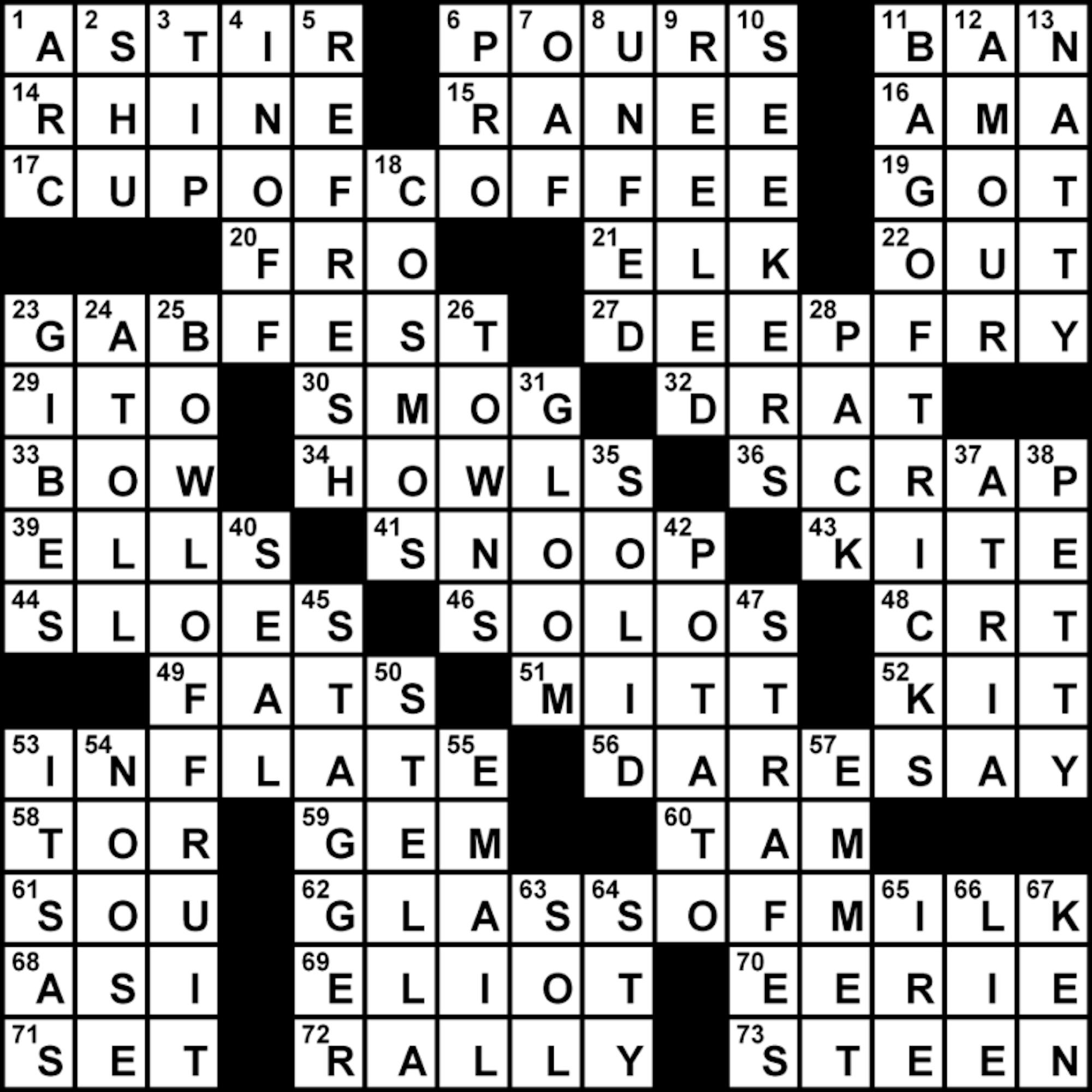 Crossword Solution - 02/19/2013