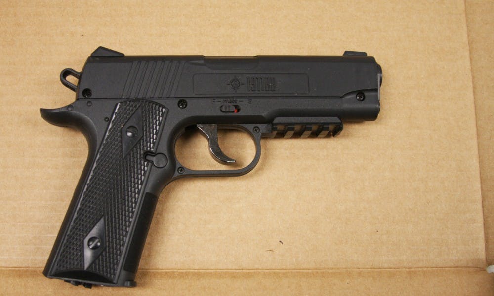 Two teenage boys were arrested carrying BB guns in relation to an incident in which a man was robbed.