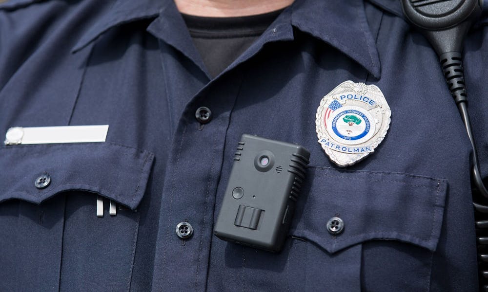 Police Officer wearing a body camera