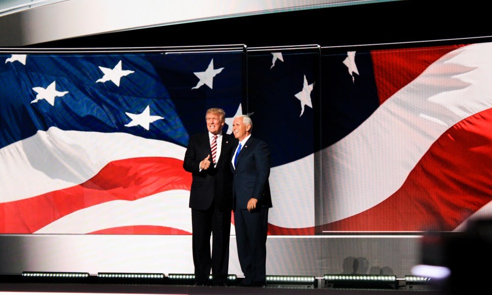 Republican Nominee Donald Trump and Vice President Mike Pence during the 2016 Republican National Convention.