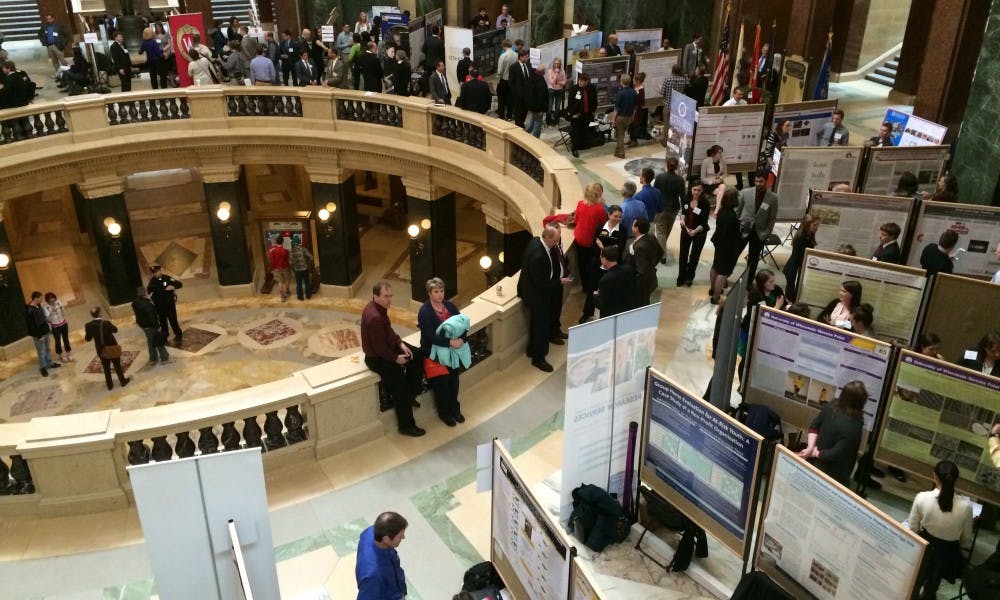 The UW System holds Posters in the Rotunda annually at the Capitol, an event that allows students from across the state to present research findings.