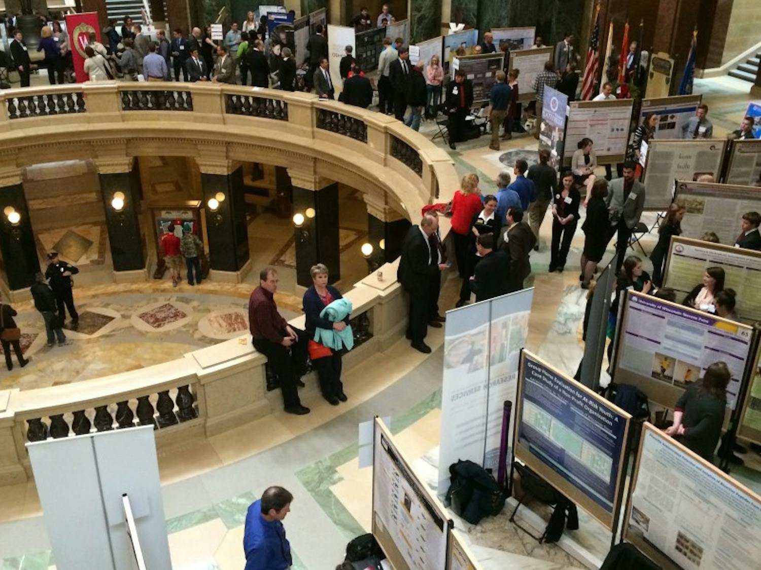 The UW System holds Posters in the Rotunda annually at the Capitol, an event that allows students from across the state to present research findings.