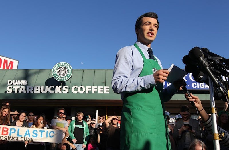Nathan Fielder stars in the Comedy Central show "Nathan For You," which follows Fielder lead absurd campaigns for local businesses, like "Dumb Starbucks." 