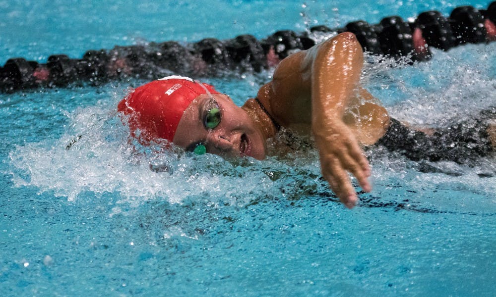 Emmy Sehmann was victorious in two events in the Badgers' loss to Georgia Thursday.