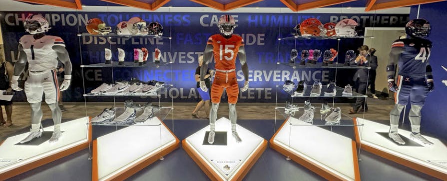 An ultra-modern interior, complete with a tribute honoring Lavel Davis Jr., Devin Chandler and D'Sean Perry.