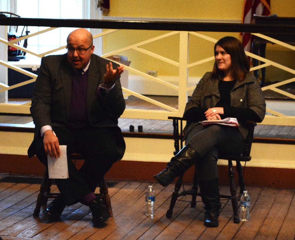 	The International Relations Organization hosted panelists Delphine Halgand (right), U.S. director at Reporters Without Borders, and Siva Vaidhyanathan (left), the University&#8217;s chair of the media studies department.