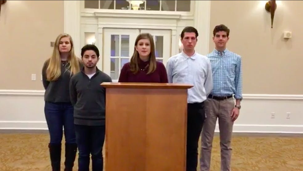 Kenny read from a statement also signed by 46 other schools' student governments condemning hate.