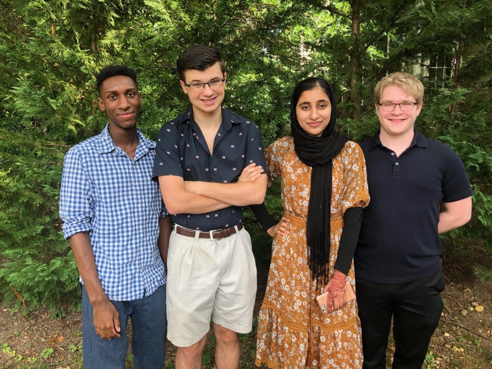 From left to right, Ian Allum, Austin Houck, Qudsia Saeed and Josh Harris currently make up Homoglobin's team.&nbsp;