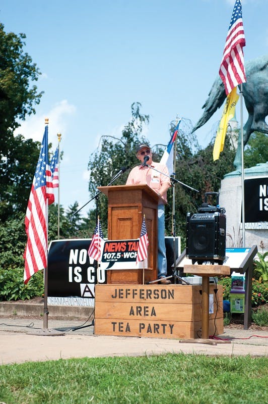 	The Jefferson Area Tea Party staged a counter-rally at Lee Park near the site of Obama’s speech Wednesday afternoon to denounce the president’s policies.