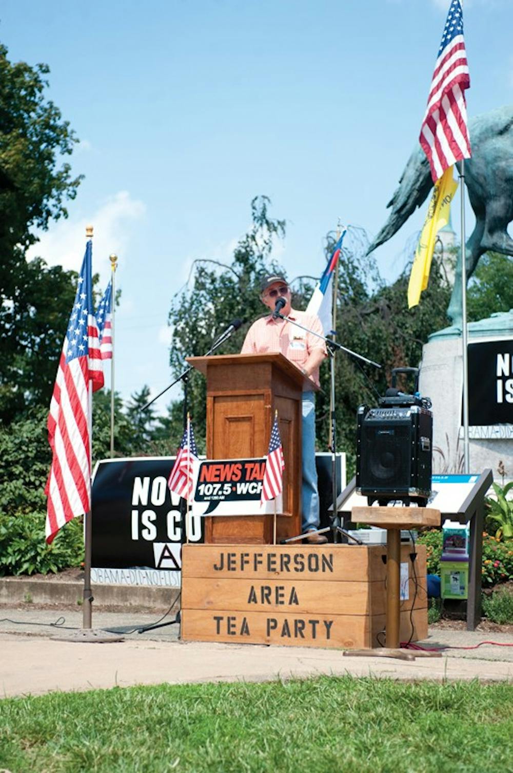 	<p>The Jefferson Area Tea Party staged a counter-rally at Lee Park near the site of Obama’s speech Wednesday afternoon to denounce the president’s policies.</p>