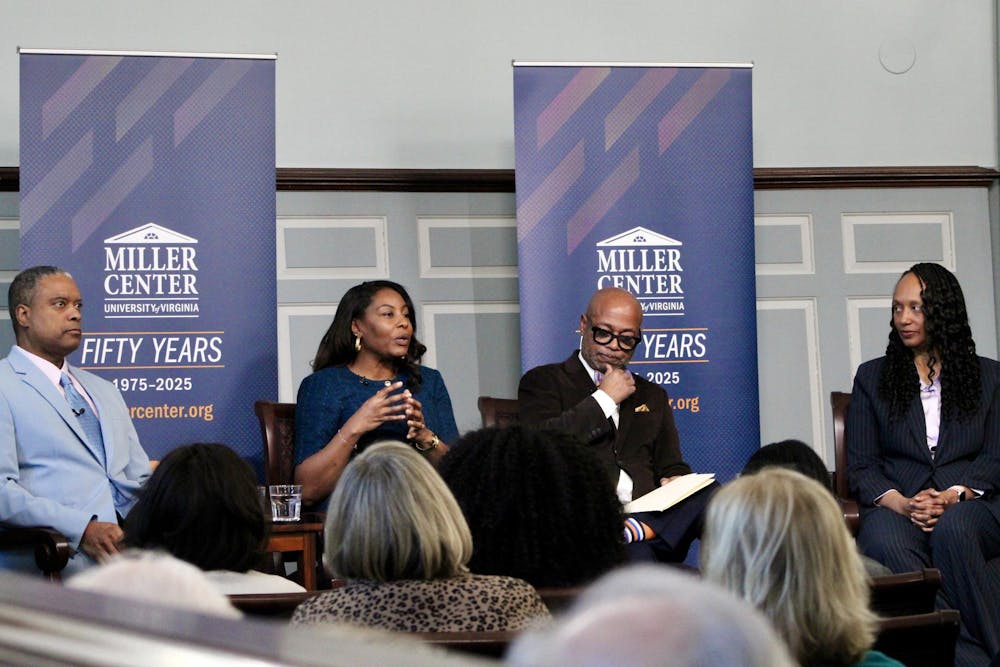 Panelists speaking at Miller Center event, photographed Jan. 21. 