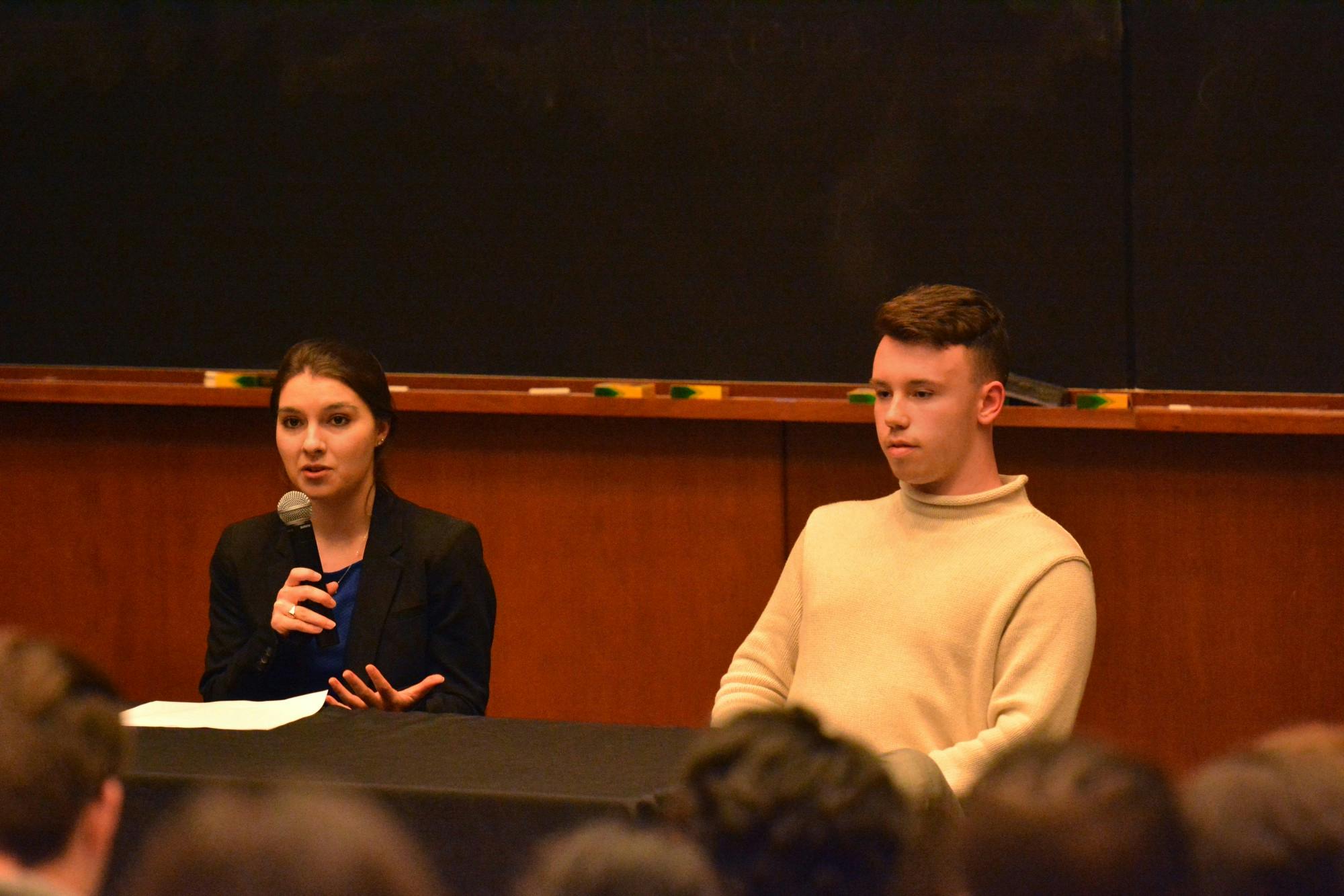 Student Council presidential candidate Ellen Yates (left) has spent $106.52 on her campaign while former candidate Hunter Wagenaar (right) spent no money before dropping out of the race.