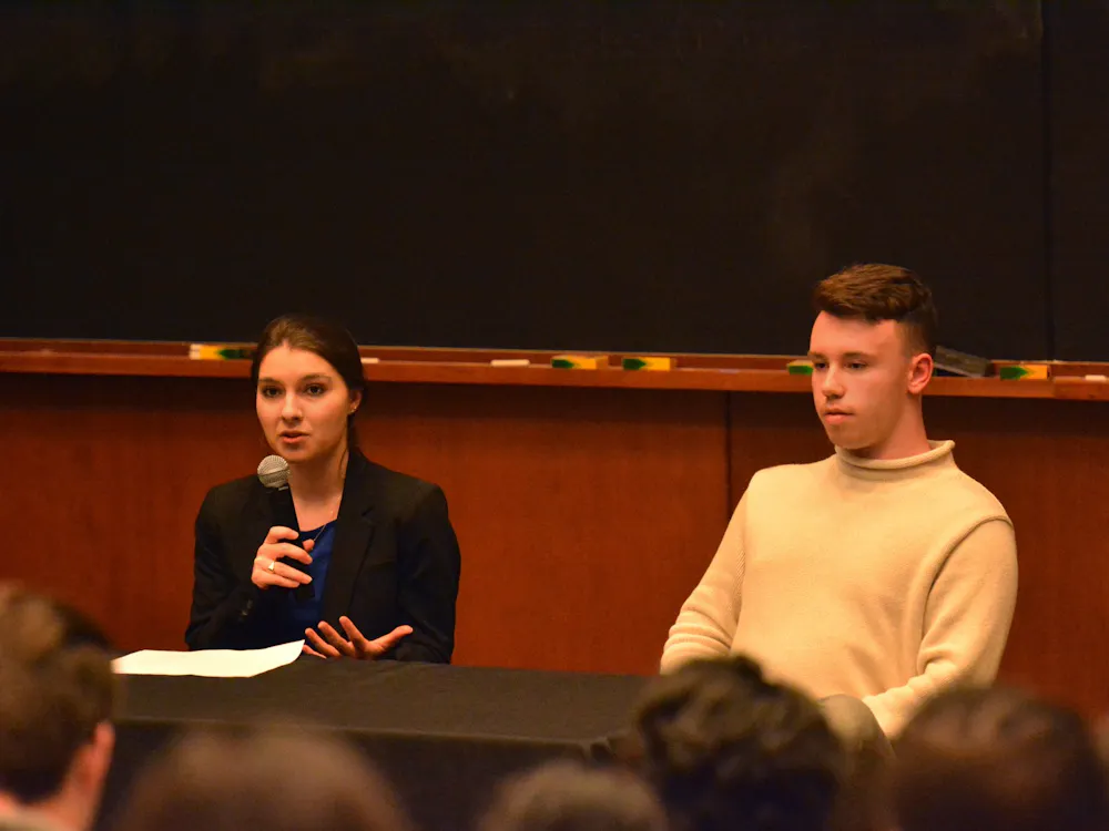 Student Council presidential candidate Ellen Yates (left) has spent $106.52 on her campaign while former candidate Hunter Wagenaar (right) spent no money before dropping out of the race.
