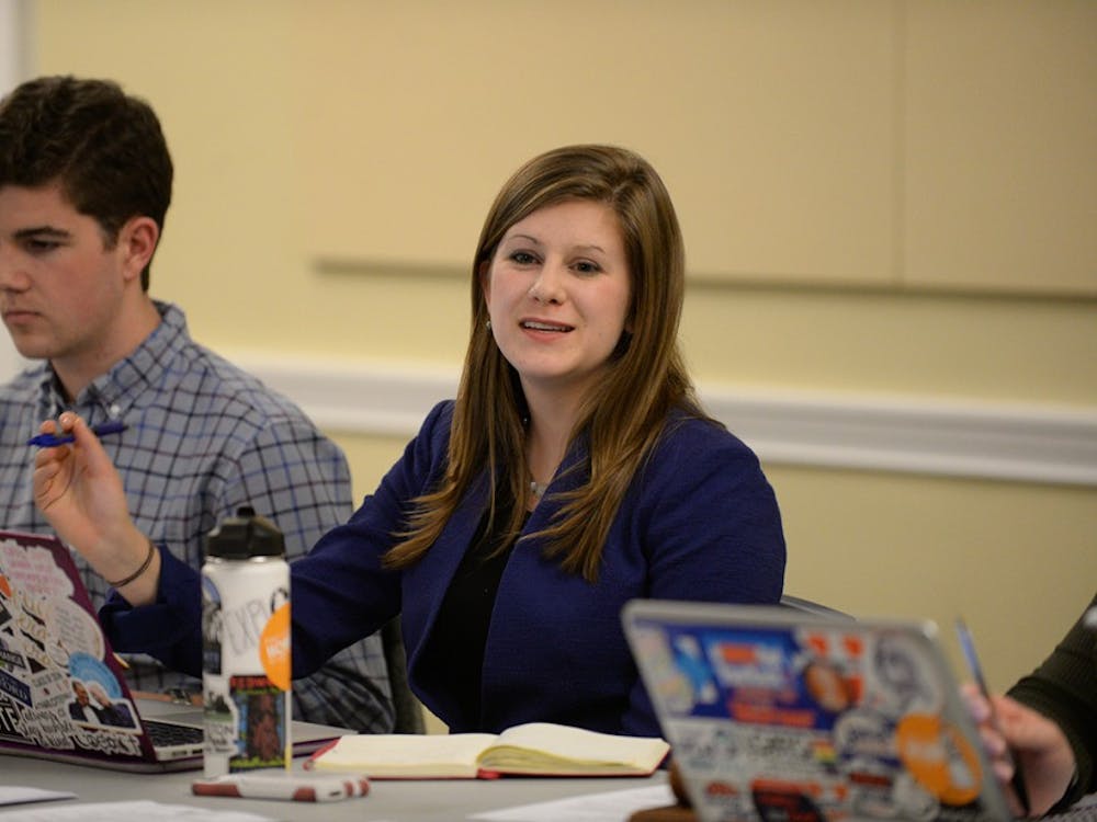 Sarah Kenny, a fourth-year College student and Student Council president, at a Representative Body meeting. 