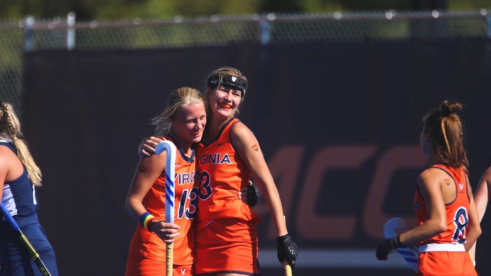 Virginia sophomore midfielder Anneloes Knol celebrates after scoring her first goal of the season against Drexel Sunday