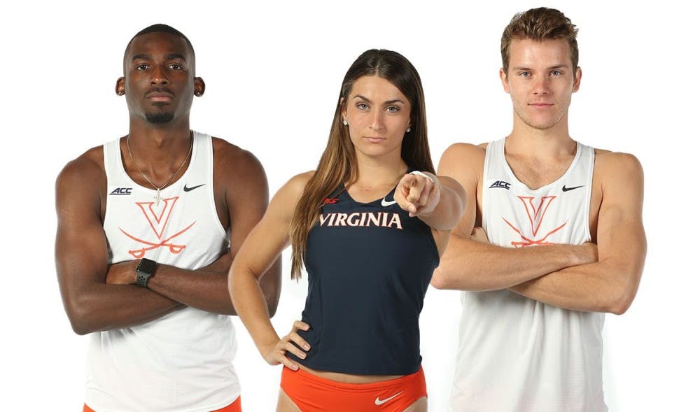 <p>Jordan Scott, Bridget Guy and Brenton Foster (pictured left to right) all qualified for the NCAA Indoor Championships.</p>