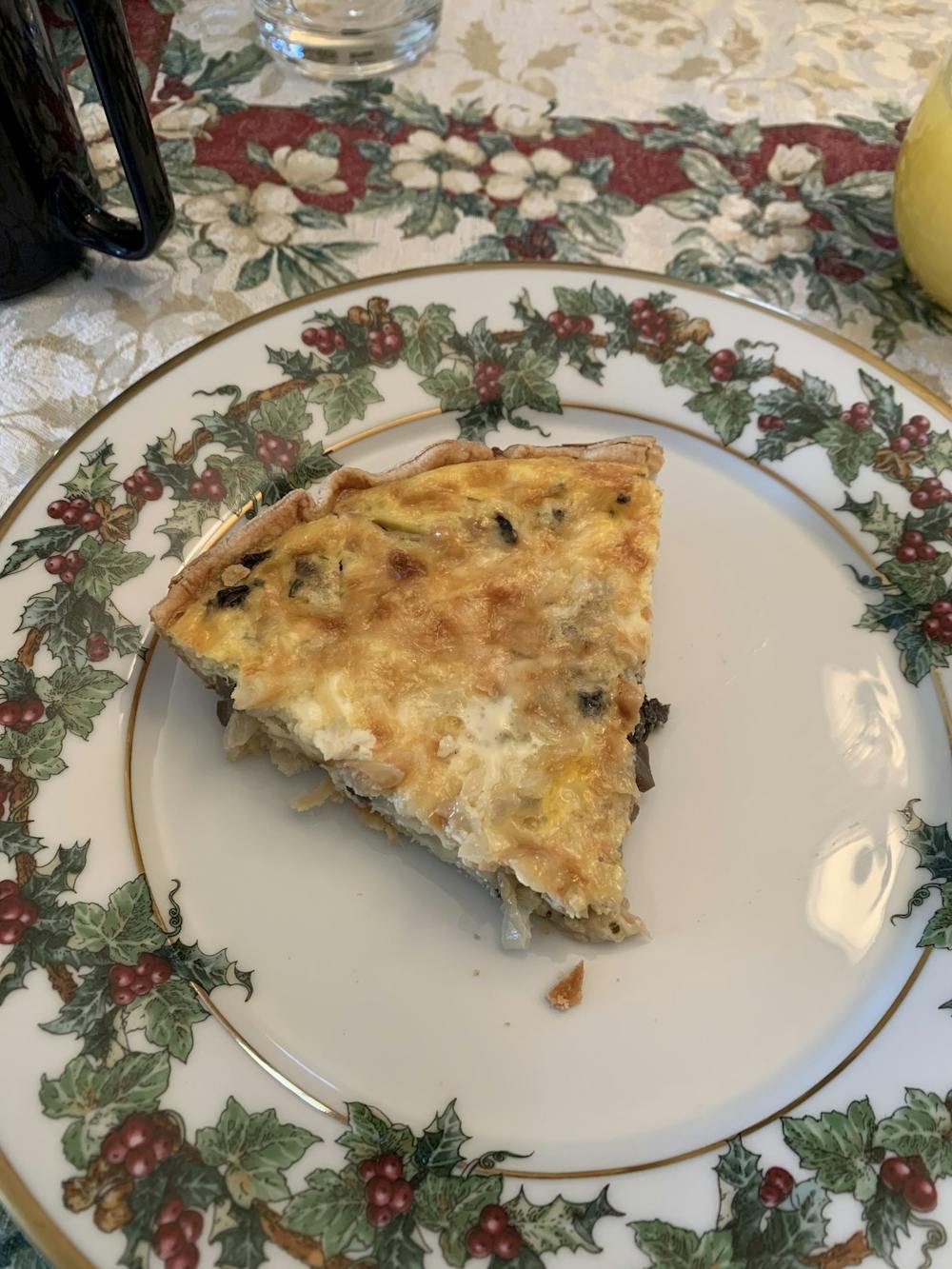 This is a vegetarian-friendly, mushroom quiche variant of the quiche Lorraine recipe featured in the article.&nbsp;