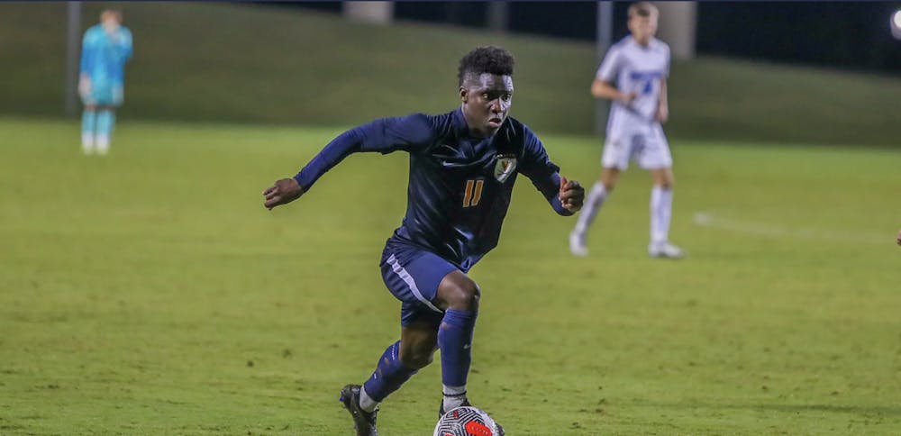 <p>Senior midfielder Mouhameth Thiam scored the equalizing goal for the Cavaliers Tuesday</p>