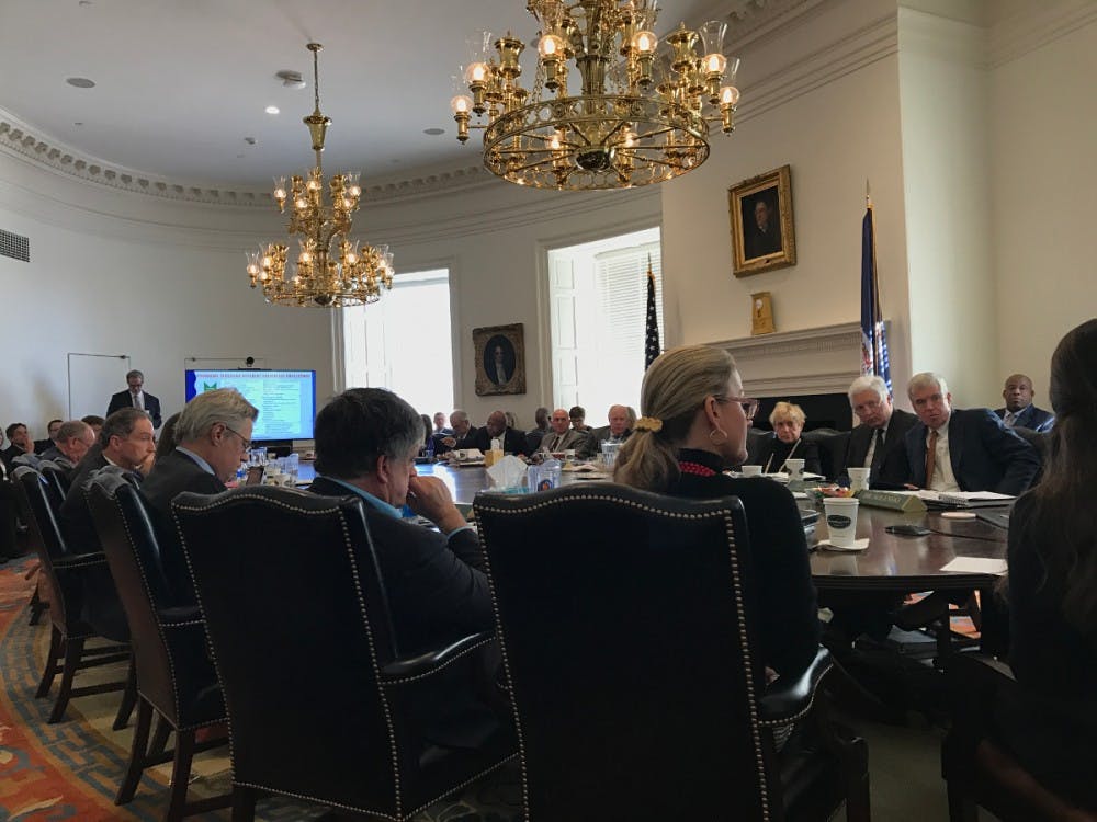 Members of Board of Visitors&nbsp;Academic and Student Life Committee at their meeting Friday.&nbsp;