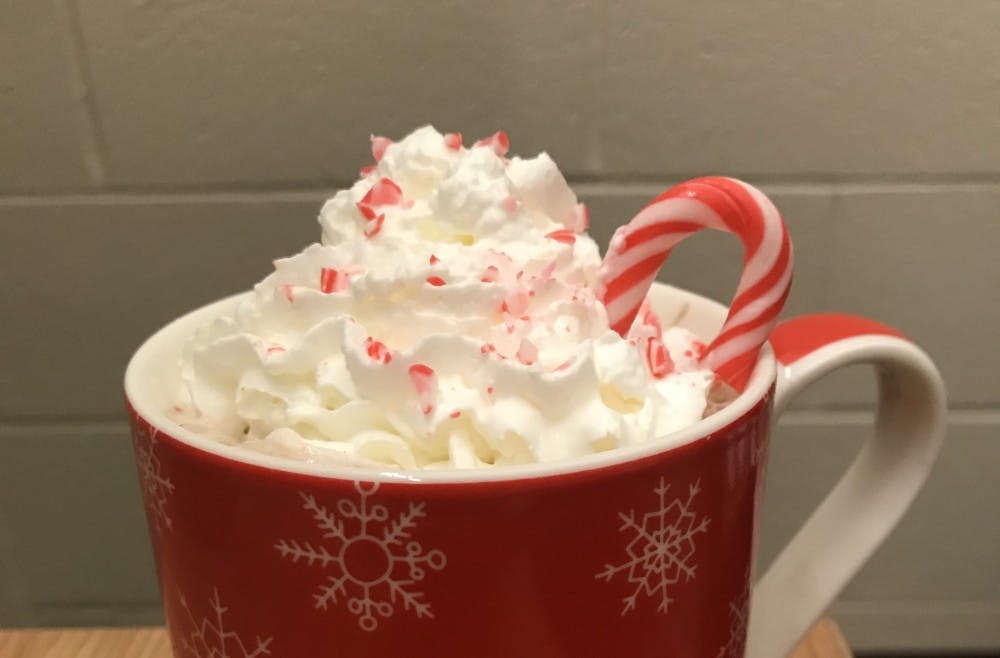Peppermint hot chocolate is a great option for a warm festive treat.