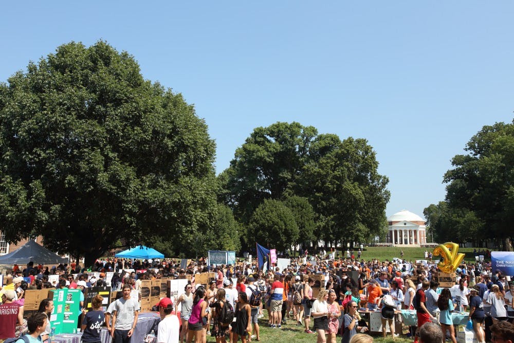 <p>Hundreds of students touring booths at Monday's activities fair&nbsp;</p>