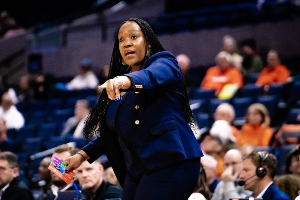 Coach Amaka Agugua-Hamilton calls a play during a victory against Alabama State Nov. 20.