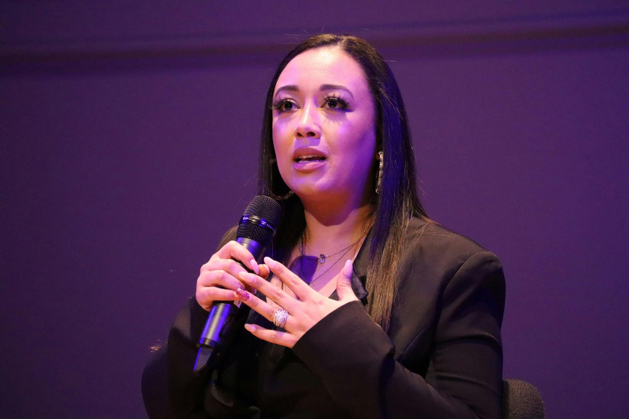 Brown-Long opened her talk with a personal recount of her religious childhood and family life in Tennessee.&nbsp;