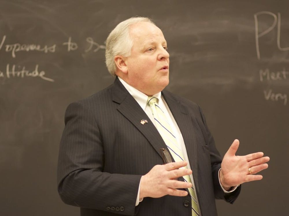 Board of Visitors member Frank Atkinson spoke at a College Republican meeting Tuesday.