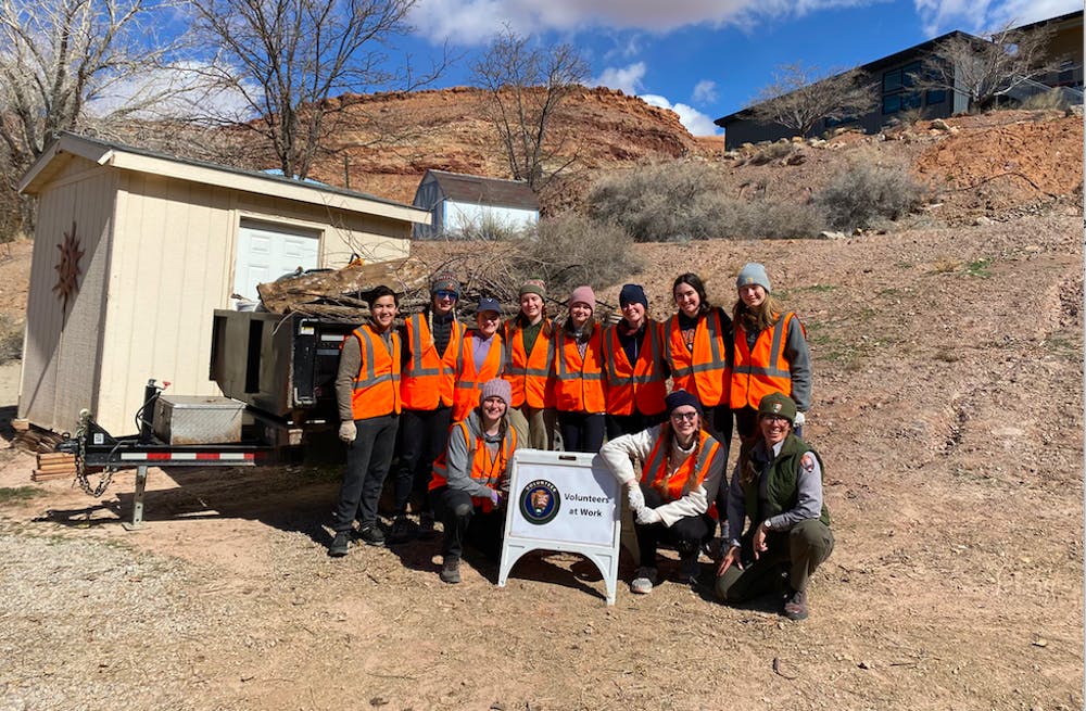 <p>Two third-year students led a trip to Arches National Park, where their group collaborated with park rangers to do trash pick up, yard maintenance and removing invasive species of plants.</p>