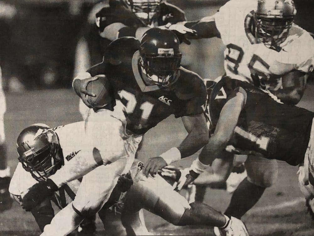 Running back Tiki Barber was best known for his quick feet and uncanny ability to catch the ball — something not every running back can do.