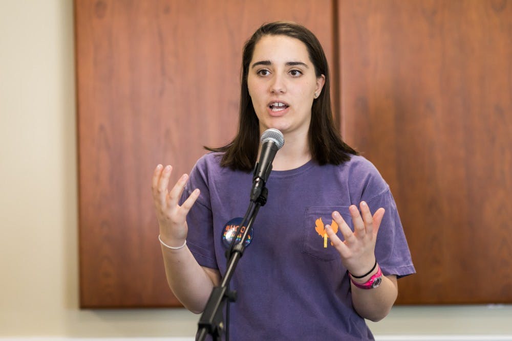 <p>Veronica Sirotic, a second-year College student and organizer of Silenced Voices, gave opening remarks for the event.</p>