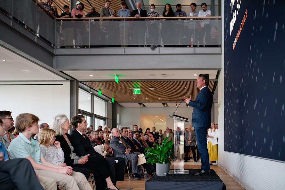 In his remarks at the ceremony, Philip Bourne, dean of the School of Data Science, noted that the building was designed to support the School’s values of openness, transparency and innovation.