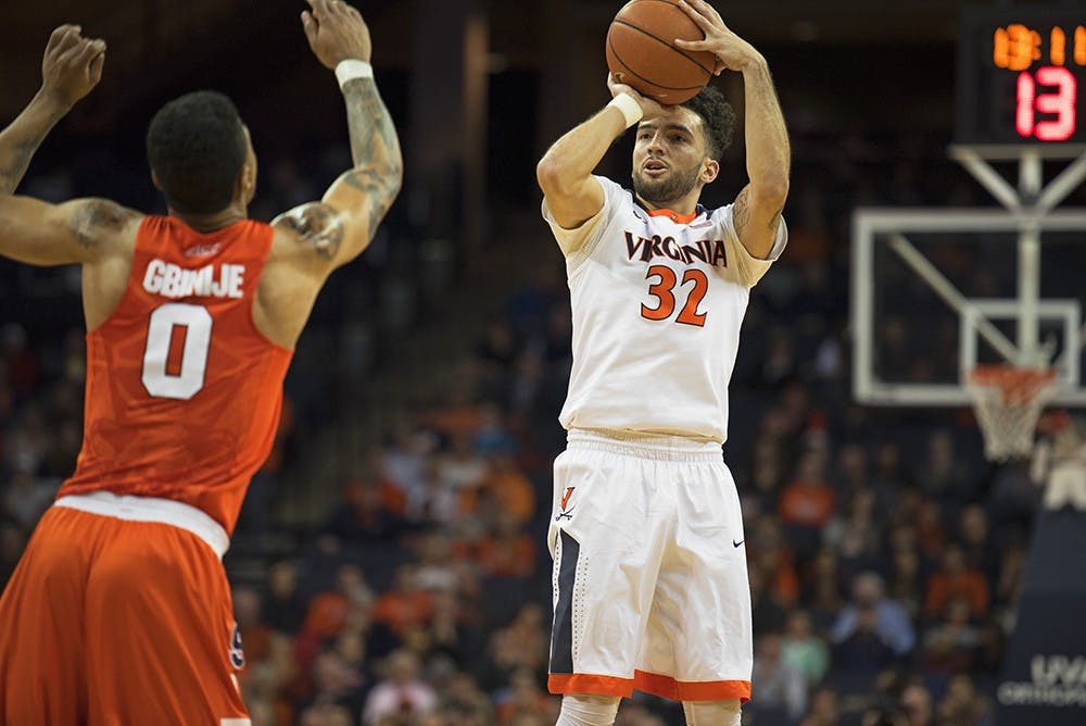 <p>Junior point guard London Perrantes is shooting 51.9 percent from beyond the arc this season. His trifectas always seem to come when No. 9 Virginia needs them most.&nbsp;</p>